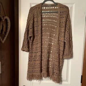 Westport-Women's Tan Open-Knit Sweater